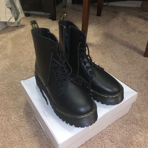 Black platform combat boots